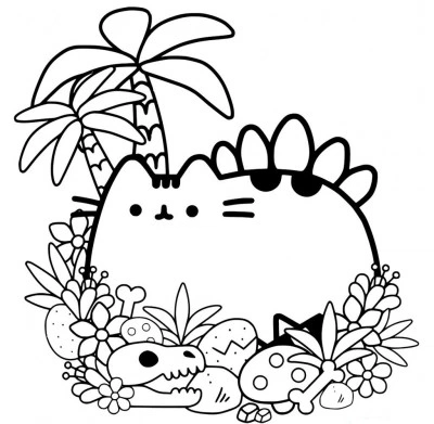 Coloring page Pusheen in the tropics Coloring page Pusheen in the tropics